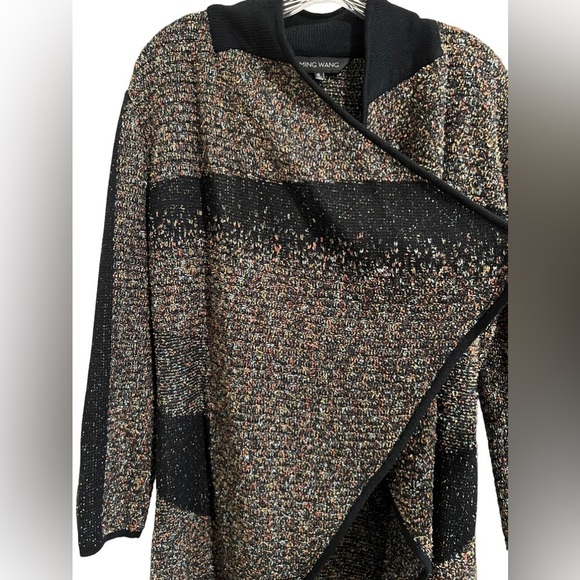 Ming Wang Cardigan Sweater‎ Women’s Size Small Black Multicolor Confetti Open - Picture 4 of 6